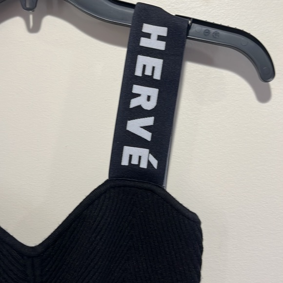 Herve by Herve Leger Logo-Strap Keyhole Ribbed Mini Bodycon Dress - Picture 6 of 12